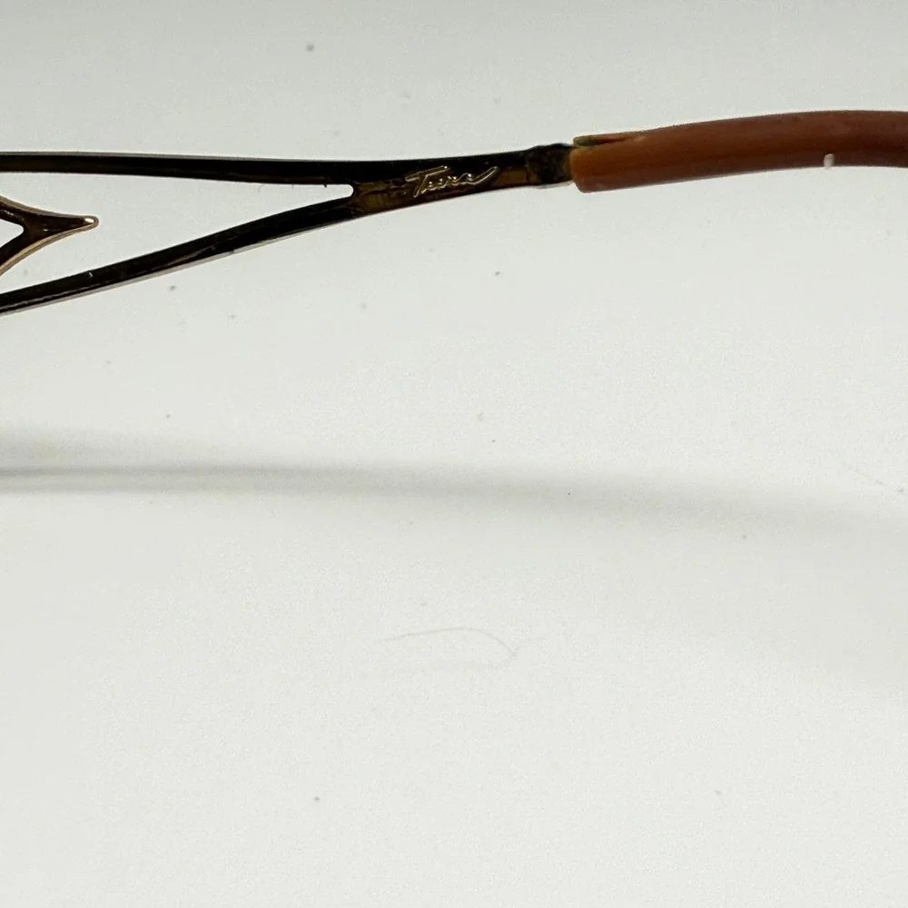 Tiara Gold Tone Filigree Oval Eyeglass Frames Vintage Style Ornate Temples 23989